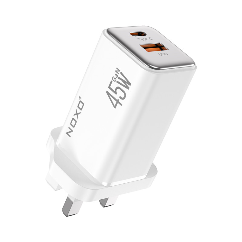 شارژر دیواری 45 وات دو پورت نوکسو مدل CHN‑8 UK به همراه کابل usb‑C