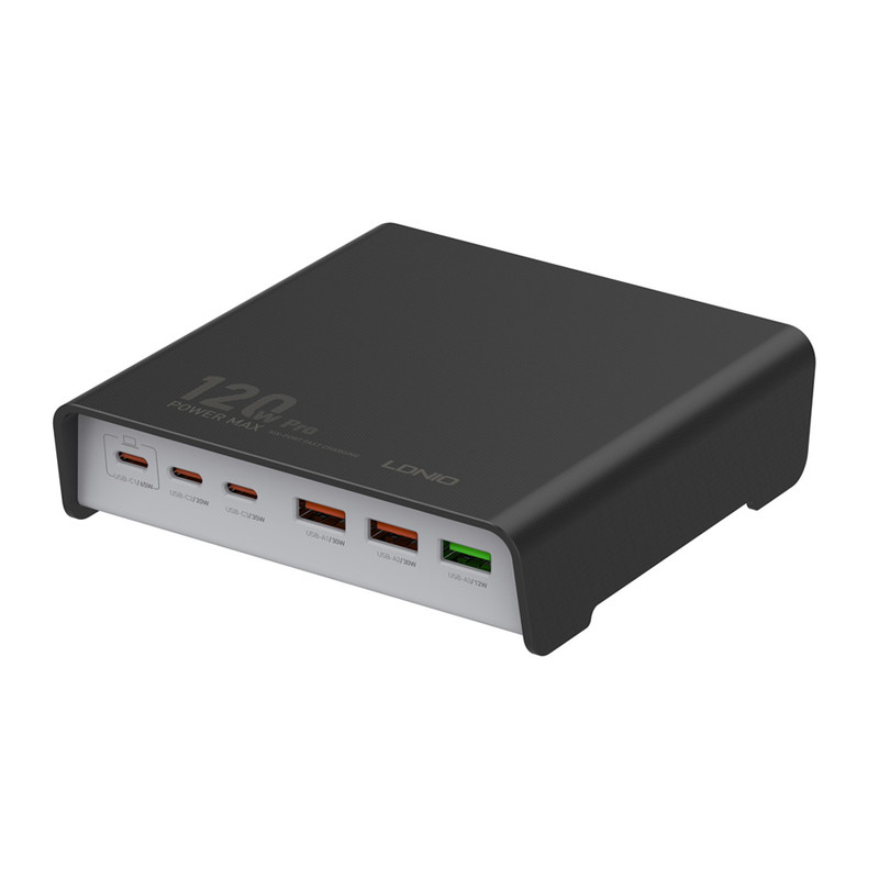 شارژر رومیزی 120وات الدینیو مدل HUB CHARGER Q605