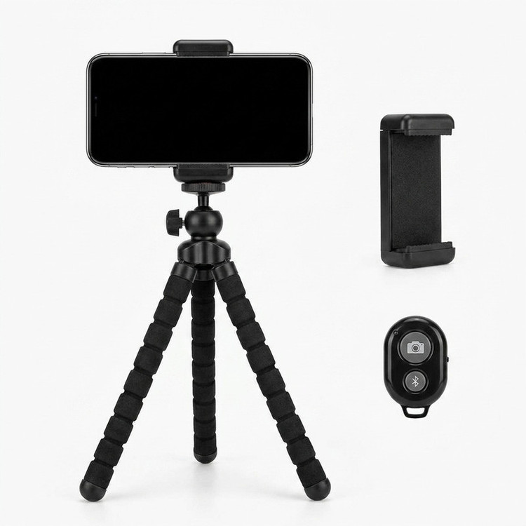 پایه نگهدارنده موبایل و تبلت مدل اختاپوسی مناسب برای استفاده روی میز، تماس تصویری، تولید محتوا و عکاسی در سفر و طبیعت با قابلیت چرخش 360 درجه