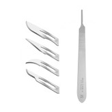 دسته تیغ جراحی مدی کر مدل MKQ64 شماره 3 به همراه تیغ استریل هاینز کد SKJQ02369 بسته 4 عددی