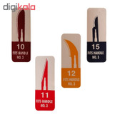 دسته تیغ جراحی مدی کر مدل MKQ64 شماره 3 به همراه تیغ استریل هاینز کد SKJQ02369 بسته 4 عددی