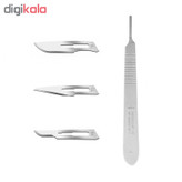 دسته تیغ جراحی اسکولاپ شماره 3 به همراه تیغ استریل اسکولاپ مدل SKJ0069 بسته 3 عددی
