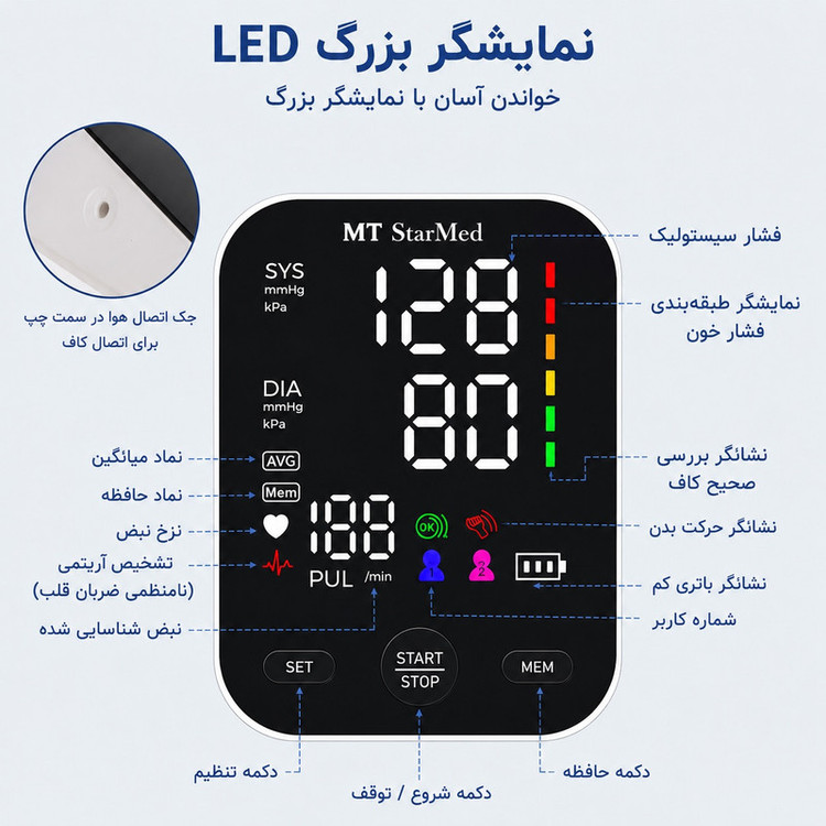 فشارسنج دیجیتال بازویی استارمد مدل FC-BP120