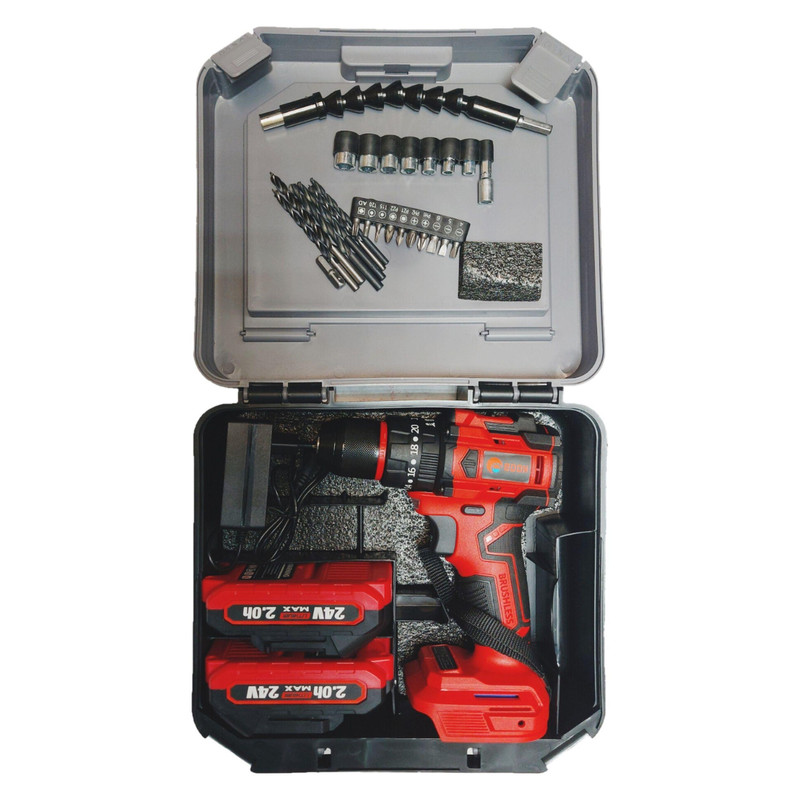 دریل پیچ گوشتی شارژی چکشی ادون مدل 24V مجموعه ۳۰ عددی