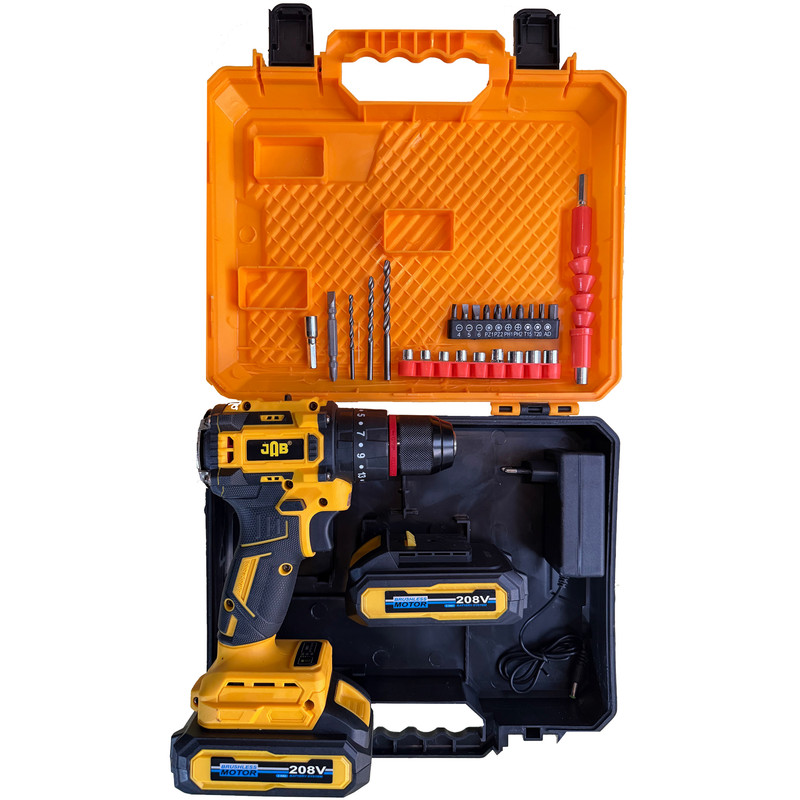 مجموعه 50 عددی دریل پیچ گوشتی چکشی شارژی 10 میلی متری 208 ولت جاب مدل JB-208 Twin ELBO