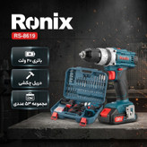دریل چکشی سه نظام 13 میلیمتری مقاوم 20 ولت رونیکس کد RS-8619 مجموعه 53 عددی