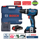 دریل پیچ گوشتی شارژی چکشی 13 میلی متری 18 ولت بوش مدل GSB 18 V 65 / EC Motor (2 AH)
