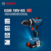 دریل چکشی شارژی 13 میلی متری 18 ولت بوش مدل فوق حرفه ای کد GSB 18V-65 2Extra