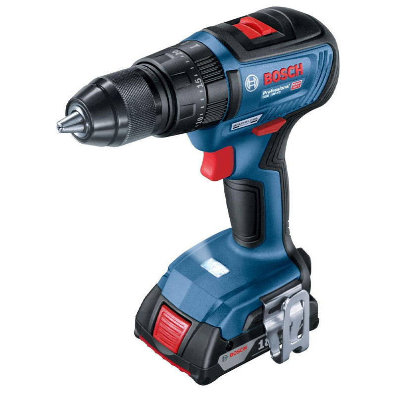پیچ گوشتی شارژی چکشی 18 ولت بوش مدل GSB 18 V-50 EC MOTOR ( 3 Battery)