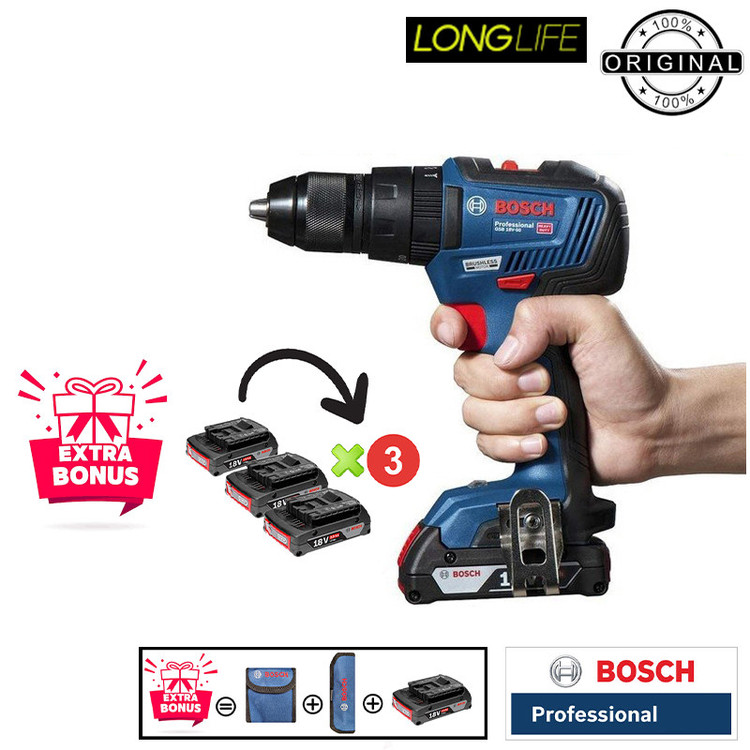 پیچ گوشتی شارژی چکشی 18 ولت بوش مدل حرفه ای GSB 18V-50 Brushless Motor (3 Battery)