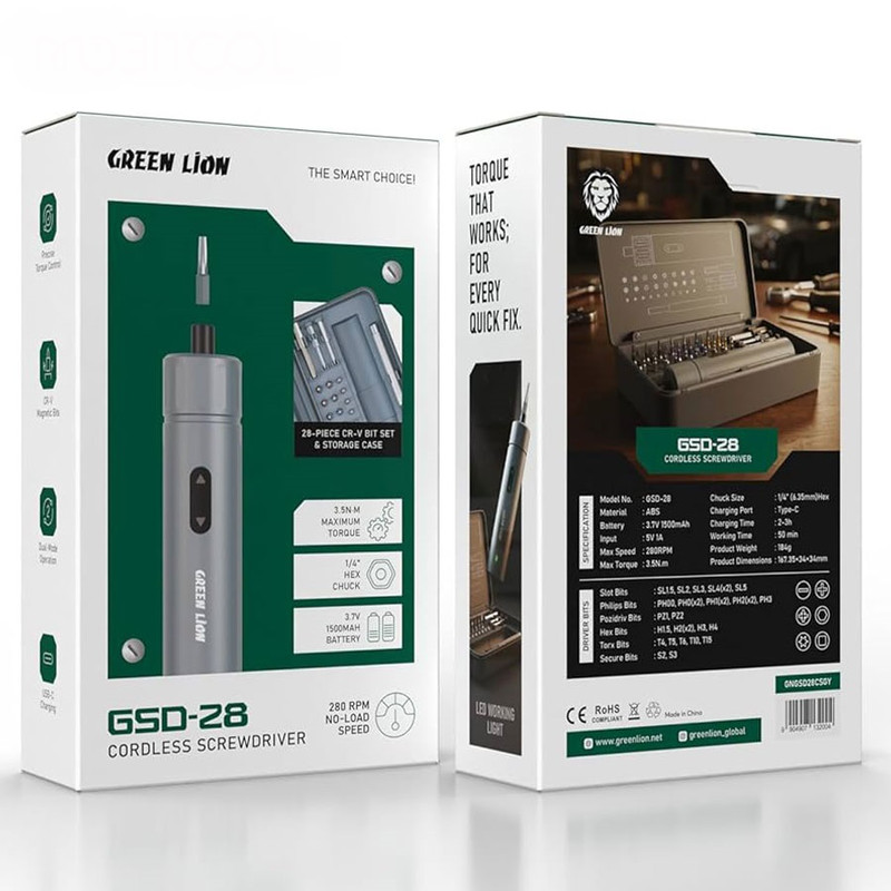 پیچ گوشتی شارژی 3.7 ولت گرین لاین مدل GSD-28