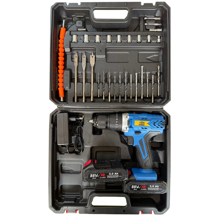 پیچ گوشتی شارژی 88 ولت سه نظام جاب مدل JB-88 POWER X مجموعه 40 عددی
