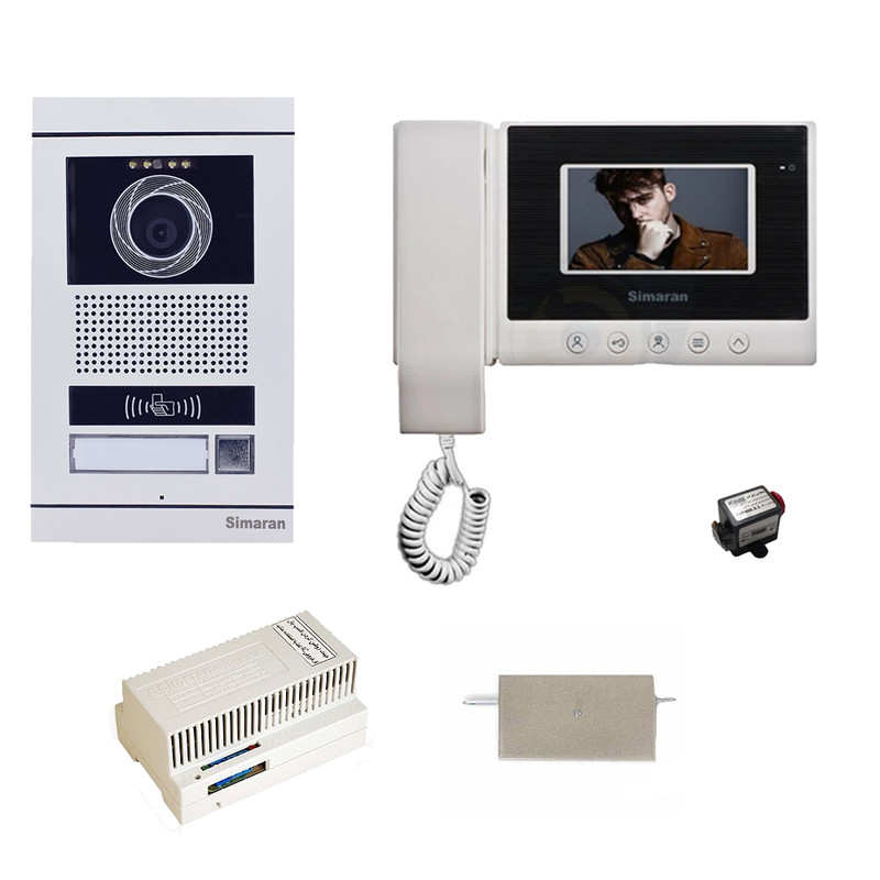 مجموعه دربازکن تصویری کارتی سیماران مدل 43HS-VFBC1/N یک طبقه به همراه محافظ ولتاژ مانیتور