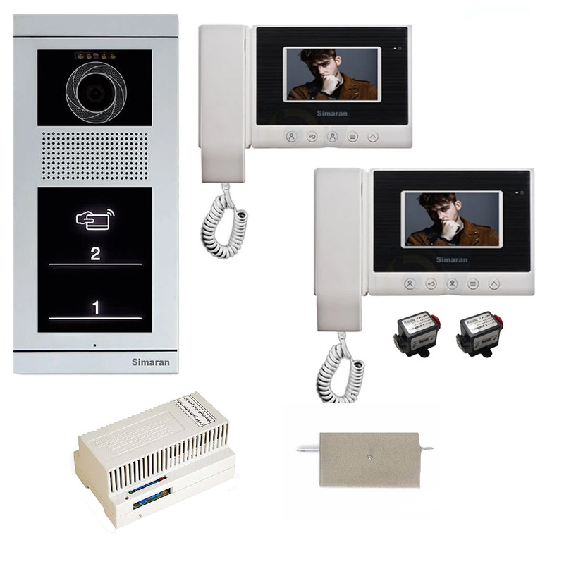 مجموعه دربازکن تصویری سیماران مدل 43HS-VFBT2 دو طبقه به همراه محافظ ولتاژ مانیتور