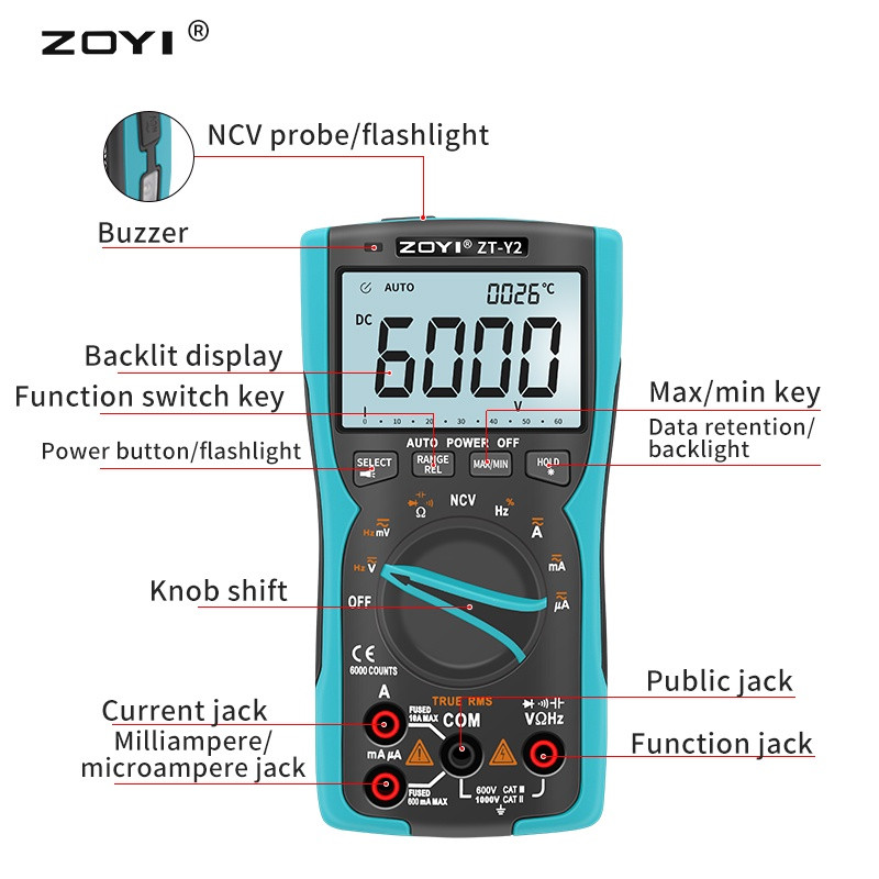 مولتی متر دیجیتال زویی مدل ZT-Y2