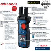 مولتی متر فورک دار دیجیتال 200 آمپر بوش مدل فوق هوشمند کد GFM 1000-15 Digital Pro