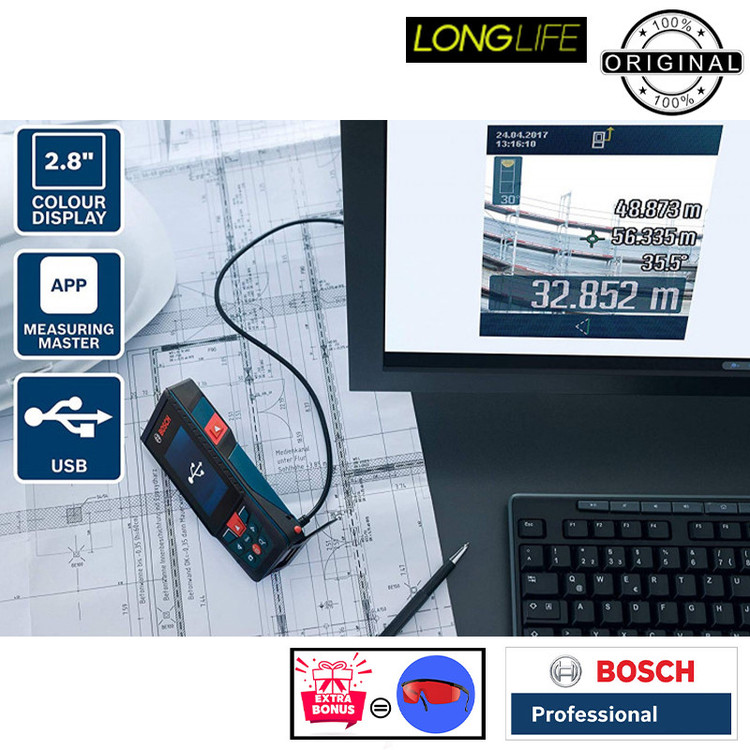 متر لیزری بوش مدل دوربین دار GLM 150-27 C Professional Extra Glass Red Laser 2 برد 150 متر