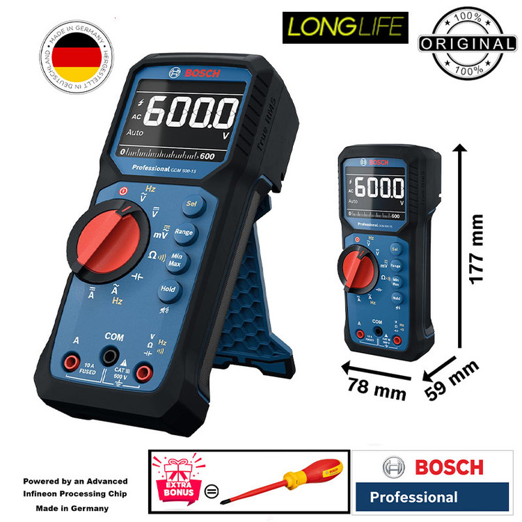 مولتی متر دیجیتال 600 ولت بوش مدل حرفه ای کد GDM 600-15 Cat lll 600V