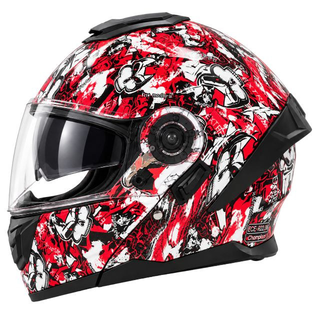 کلاه کاسکت فک متحرک عینک دار لائوس مدل Skull Fire X کد 2460