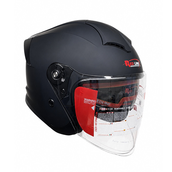 کلاه کاسکت سه‌چهارم بدون فک ردلاین مدل MATT BLACK 966 با بدنه ای‌بی‌اس، دریچه ورود هوا