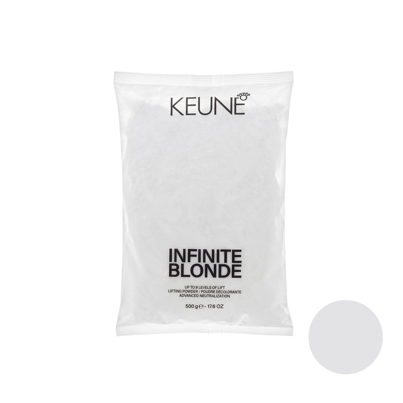 پودر دکلره کئون مدل Infinite وزن 500 گرم، مناسب انواع مو، با میزان روشن‌کنندگی پایه 7 تا 8