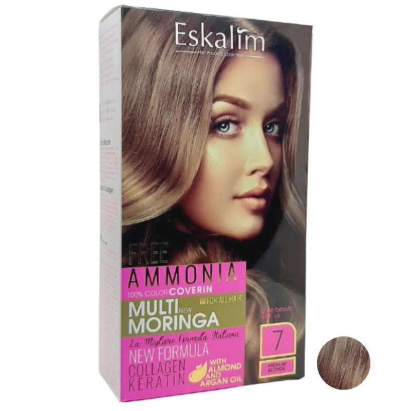کیت رنگ مو اسکالیم سری collagen keratin شماره 7 حجم 100 میلی لیتر رنگ بلوند متوسط
