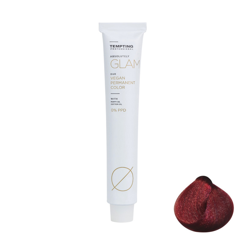 رنگ مو تمپتینگ مدل glam با شماره رنگ 6.6 و رنگ قرمز تیره حجم 100 میلی‌لیتر، حاوی تری اتانول آمین